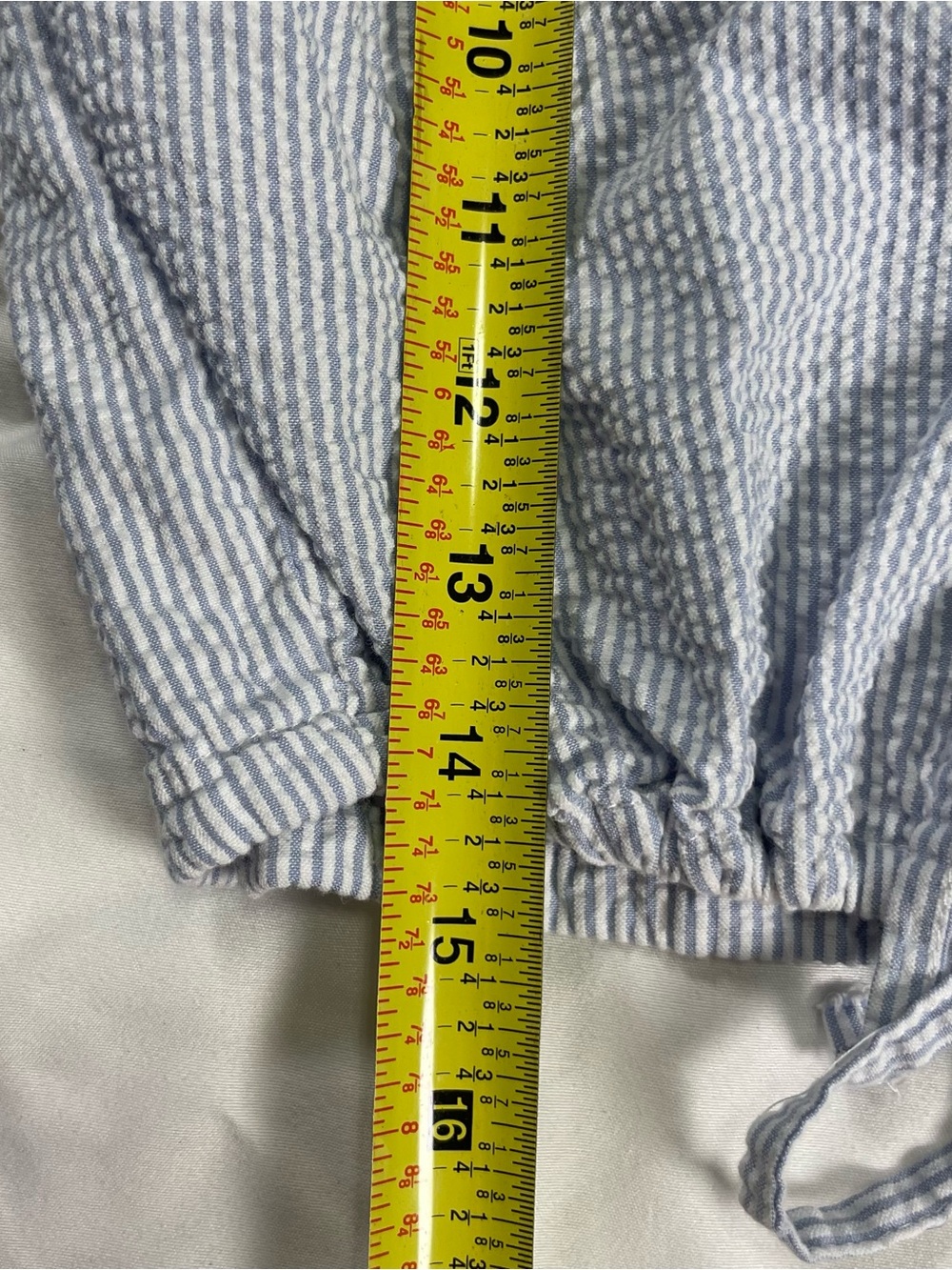 Coastal Granddaughter Blue White Seersucker Stripe Tie Front Crop Top Medium - Picture 6 of 8
